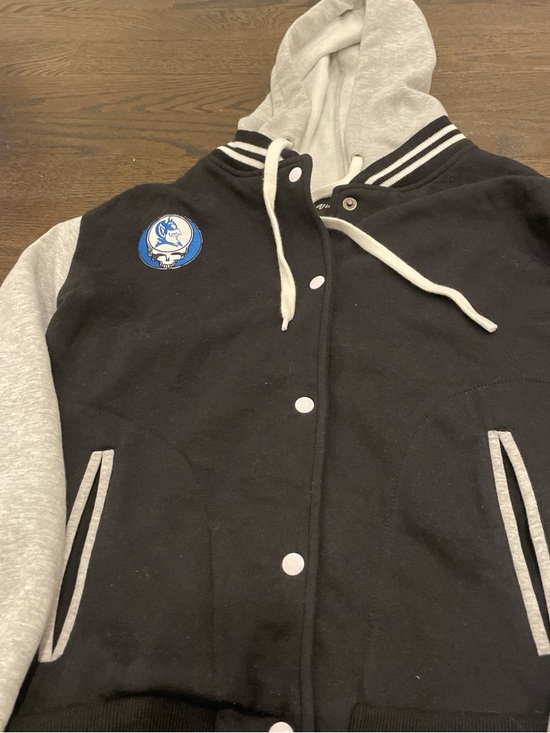 Vintage Jackets & Blazers - Duke University Black & Gray Hooded Varsity Jacket